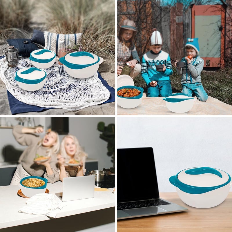 Pinnacle 3 Piece Thermo Dish Hot or Cold Casserole Serving Bowls with Lids Turquoise - Image 2